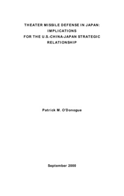"Theater Missile Defense in Japan: Implications for the U.S.-China-Japa ...